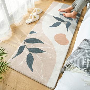 360Home Teppich Bettvorleger aus Vlies Schlafzimmer Blätter Design